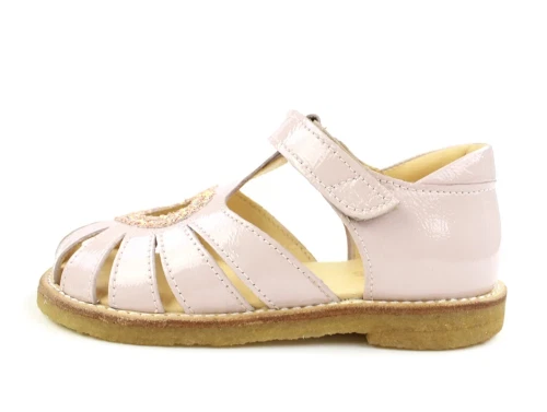 Angulus pale rose sandal med hjerte, glitter og lak